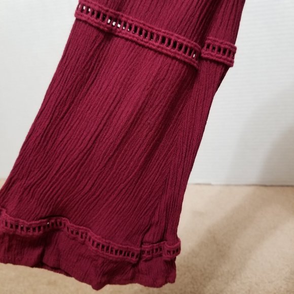 Alya top Small crinkle crochet ladder inset peasant keyhole boho Francesca's - Picture 6 of 12